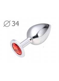 Коническая серебристая анальная втулка с красным кристаллом - 8,2 см. - Anal Jewelry Plug - купить с доставкой в Миассе