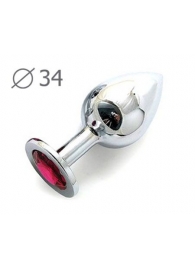 Коническая серебристая анальная втулка с малиновым кристаллом - 8,2 см. - Anal Jewelry Plug - купить с доставкой в Миассе