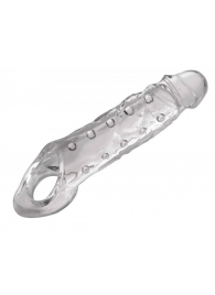Прозразная закрытая насадка на пенис с поддержкой мошонки Clearly Ample Penis Enhancer - 22 см. - XR Brands - в Миассе купить с доставкой