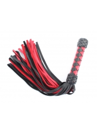 Черно-красная клеть с плетеной ручкой с ромбовидным узором - 45 см. - БДСМ Арсенал - купить с доставкой в Миассе