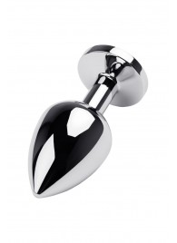 Серебристая коническая анальная пробка с красным кристаллом - 8 см. - ToyFa - купить с доставкой в Миассе