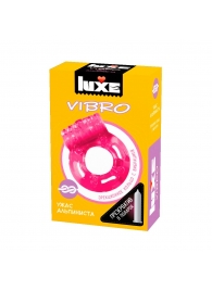 Розовое эрекционное виброкольцо Luxe VIBRO  Ужас Альпиниста  + презерватив - Luxe - в Миассе купить с доставкой