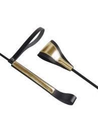 Черно-золотистый стек с хлопушкой из кожи - 62 см. - Sitabella - купить с доставкой в Миассе