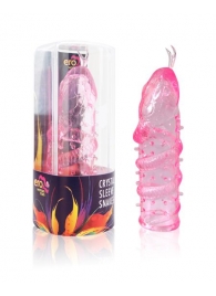 Закрытая рельефная насадка Crystal sleeve snakes в виде змеи с усиками - 14 см. - Erowoman-Eroman - в Миассе купить с доставкой