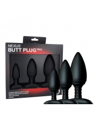 Набор из 3 черных анальных втулок NEXUS BUTT PLUG TRIO SET - Nexus Range