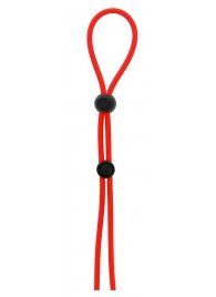 Красное лассо на пенис с двумя бусинами STRETCHY LASSO CAGE - Dream Toys - в Миассе купить с доставкой