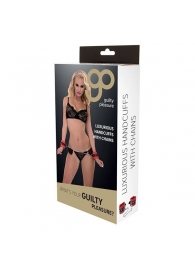 Красно-чёрные наручники на металлической цепочке - Blush Novelties - купить с доставкой в Миассе