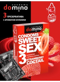 Презервативы для орального секса DOMINO Sweet Sex с ароматом клубничного коктейля  - 3 шт. - Domino - купить с доставкой в Миассе