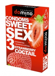 Презервативы для орального секса DOMINO Sweet Sex с ароматом клубничного коктейля  - 3 шт. - Domino - купить с доставкой в Миассе