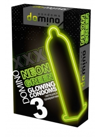 Презервативы DOMINO Neon Green со светящимся в темноте кончиком - 3 шт. - Domino - купить с доставкой в Миассе