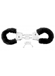 Меховые чёрные наручники Beginner s Furry Cuffs - Pipedream - купить с доставкой в Миассе