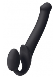 Черный безремневой страпон Silicone Bendable Strap-On M - Strap-on-me - купить с доставкой в Миассе