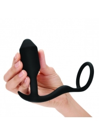 Черное эрекционное кольцо с анальным плагом Snug   Tug - b-Vibe - в Миассе купить с доставкой