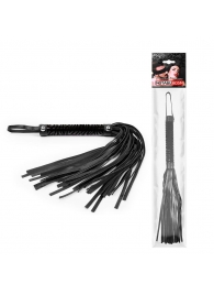 Черная гладкая плеть-флоггер с ручкой - 40 см. - Notabu - купить с доставкой в Миассе