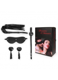 Эротический набор в черном цвете: маска, кляп, пэстисы, плётка - Notabu - купить с доставкой в Миассе
