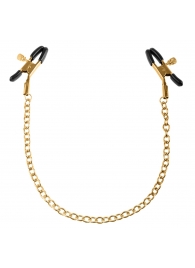Чёрные с золотом зажимы на соски Gold Chain Nipple Clamps - Pipedream - купить с доставкой в Миассе