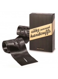 Черные ленты для связывания SILKY SENSUAL HANDCUFFS - Bijoux Indiscrets - купить с доставкой в Миассе