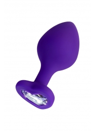 Фиолетовая анальная втулка Diamond Heart с прозрачным кристаллом - 8 см. - ToyFa - купить с доставкой в Миассе