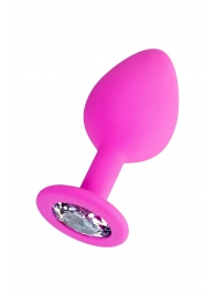 Розовая анальная втулка Brilliant с прозрачным кристаллом - 8 см. - ToyFa - купить с доставкой в Миассе