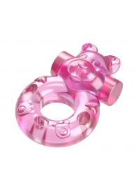 Розовое эрекционное виброкольцо на пенис Pink Bear - Baile - в Миассе купить с доставкой