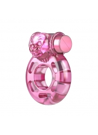 Розовое эрекционное кольцо с вибрацией Pink Bear - Baile - в Миассе купить с доставкой