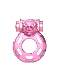 Розовое эрекционное кольцо с вибрацией Pink Bear - Baile - в Миассе купить с доставкой
