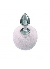 Серебристая анальная пробка с белым пушистым хвостиком Twinkle - Lola Games - купить с доставкой в Миассе