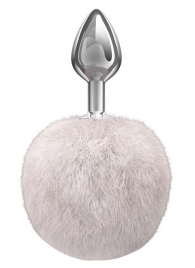 Серебристая анальная пробка с белым пушистым хвостиком Twinkle - Lola Games - купить с доставкой в Миассе