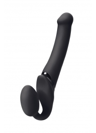 Черный безремневой вибрострапон Silicone Bendable Strap-On M - Strap-on-me - купить с доставкой в Миассе