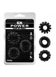 Набор из 3 черных эрекционных колец Gear Up Rings - Chisa - в Миассе купить с доставкой