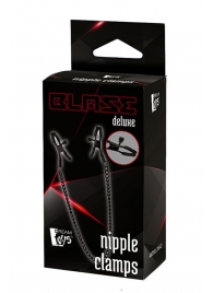 Черные зажимы на соски на цепочке BLAZE DELUXE NIPPLE CLAMPS - Dream Toys - купить с доставкой в Миассе