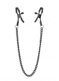 Черные зажимы на соски на цепочке BLAZE DELUXE NIPPLE CLAMPS - Dream Toys - купить с доставкой в Миассе