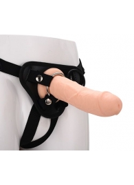 Черные трусики с телесной насадкой STRAP ON REAL DILDO - 21 см. - Dream Toys - купить с доставкой в Миассе