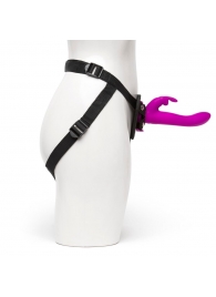 Лиловый страпон Rechargeable Vibrating Strap-On Harness Set - 17,6 см. - Happy Rabbit - купить с доставкой в Миассе