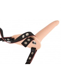 Телесный поясной страпон с вибрацией Vibrating Strap-On - 15,7 см. - Orion - купить с доставкой в Миассе