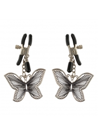 Зажимы на соски с бабочками Butterfly Nipple Clamps - Pipedream - купить с доставкой в Миассе