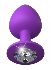 Фиолетовая анальная пробка со стразом Her Little Gem Large Plug - 9,5 см. - Pipedream - купить с доставкой в Миассе