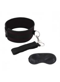 Черный ошейник с длинным поводком Collar and Leash Set - Lux Fetish - купить с доставкой в Миассе