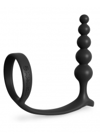Черная анальная цепочка с эрекционным кольцом Ass-gasm Cockring Anal Beads - Pipedream - в Миассе купить с доставкой