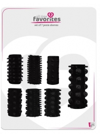Набор из 7 черных насадок PENIS SLEEVES SET - Dream Toys - в Миассе купить с доставкой