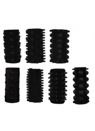 Набор из 7 черных насадок PENIS SLEEVES SET - Dream Toys - в Миассе купить с доставкой