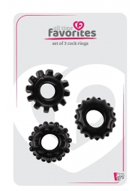 Набор из 3 черных эрекционных колец SET OF 3 COCKRINGS - Dream Toys - в Миассе купить с доставкой