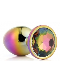 Голографическая анальная втулка с радужным кристаллом - 7,1 см. - Dream Toys - купить с доставкой в Миассе