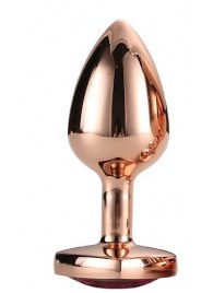 Золотистая анальная втулка с кристаллом-сердечком розового цвета - 7,1 см. - Dream Toys - купить с доставкой в Миассе