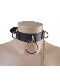 Черный кожаный ошейник Big Ring - Sitabella - купить с доставкой в Миассе