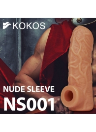 Телесная открытая насадка-реалистик с подхватом мошонки Nude Sleeve L - 14 см. - KOKOS - в Миассе купить с доставкой