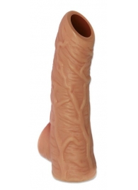 Телесная открытая насадка-реалистик с подхватом мошонки Nude Sleeve L - 14 см. - KOKOS - в Миассе купить с доставкой