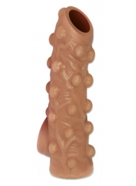 Телесная насадка с бугорками и открытой головкой Nude Sleeve L - 14 см. - KOKOS - в Миассе купить с доставкой