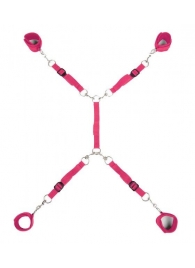 Ярко-розовый набор фиксаций на кровати Classic Bed Spreader - Lux Fetish - купить с доставкой в Миассе