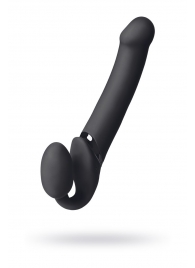 Черный безремневой вибрострапон Vibrating Bendable Strap-On L - Strap-on-me - купить с доставкой в Миассе